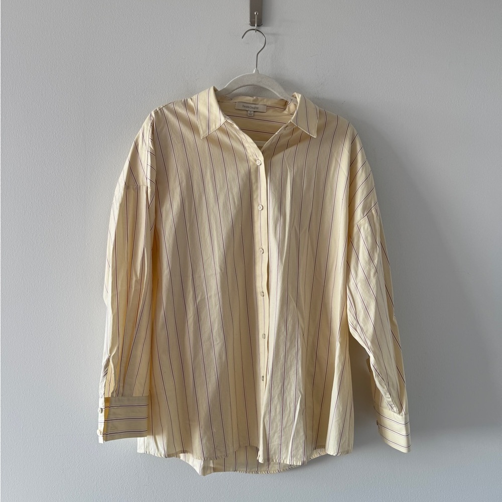 FAVORITE DAUGHTER The Ex-Boyfriend Shirt in Yellow M Stripe - Picture 3 of 4